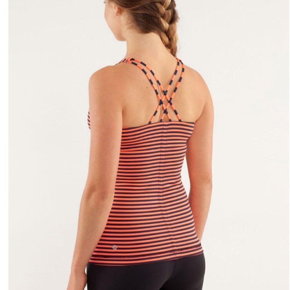 Lululemon Free‎ to Be Tank Sea Stripe Light Flare Inkwell size 4